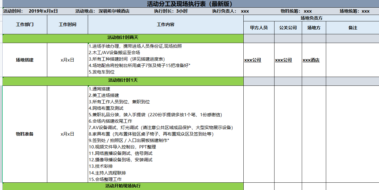 线下活动策划必备的17张表格！史上最全整理